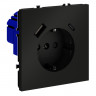 Розетка встраиваемая S70 с заземлением и защитными шторками, 16А, с USB, A+С VOLTUM VLS040508 черный