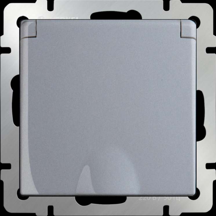 Розетка влагозащищенная с заземлением с защитной крышкой и шторками Werkel W1171206 (WL06-SKGSC-01-IP44 серебряная)