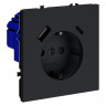 Розетка встраиваемая S70 с заземлением и защитными шторками, 16А, с USB, A+С VOLTUM VLS040507 графит