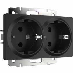 Розетка двойная с заземлением черный матовый Werkel W1172008 (WL08-SKG-02-IP20)