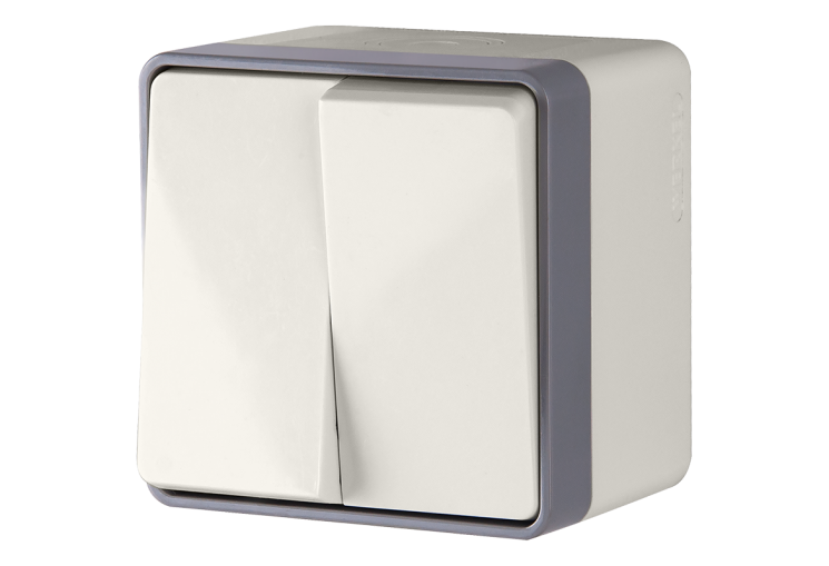 Выключатель двухклавишный влагозащищенный Gallant слоновая кость Werkel WL15-03-02