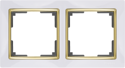 Рамка на 2 поста белый/золото Werkel W0021933 (WL03-Frame-02-white-GD Snabb)