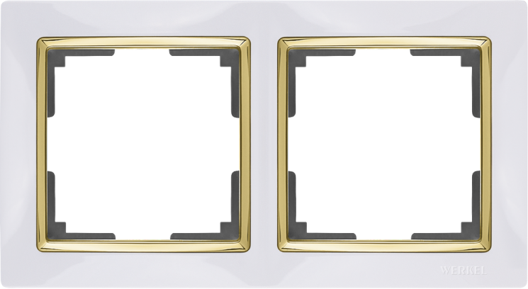 Рамка на 2 поста белый/золото Werkel W0021933 (WL03-Frame-02-white-GD Snabb)
