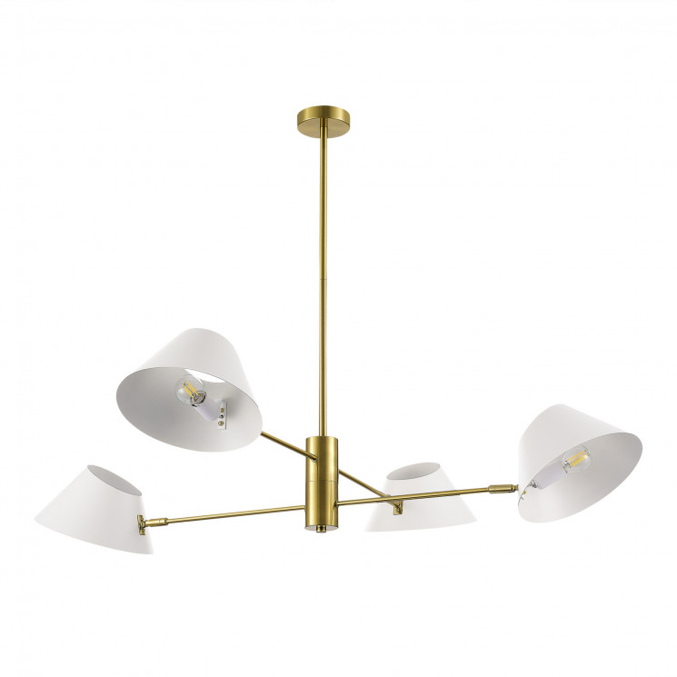 Светильник подвесной EVOLUCE Латунь/Белый E14 4*60W           SLE1253-353-04