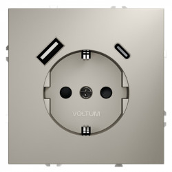 Розетка встраиваемая S70 с заземлением и защитными шторками, 16А, с USB, A+С VOLTUM VLS040503 кашемир