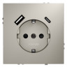 Розетка встраиваемая S70 с заземлением и защитными шторками, 16А, с USB, A+С VOLTUM VLS040503 кашемир