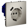 Розетка встраиваемая S70 с заземлением и защитными шторками, 16А, с USB, A+С VOLTUM VLS040503 кашемир