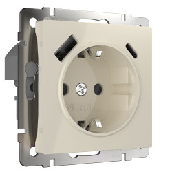 Розетка с быстрой зарядкой USB Type A+С слоновая кость W1171703 Werkel