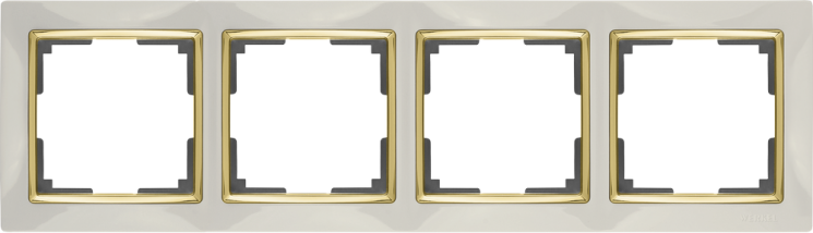 Рамка на 4 поста слоновая кость/золото Werkel W0041932 (WL03-Frame-04-ivory-GD Snabb)