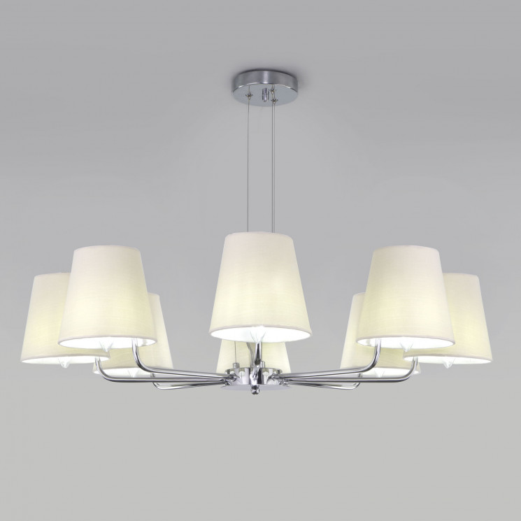Подвесная люстра с тканевыми абажурами Eurosvet 60155/8 хром Amaretto
