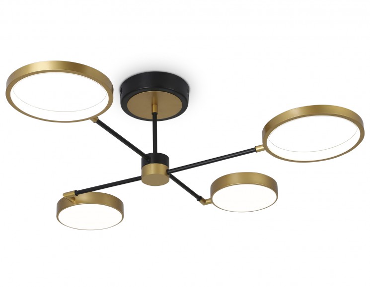 Потолочный светильник Ambrella Light FL5153/4 BK/GD золото 56W 3000K/4200K/6400K 742*742*222 (ПДУ ИК)