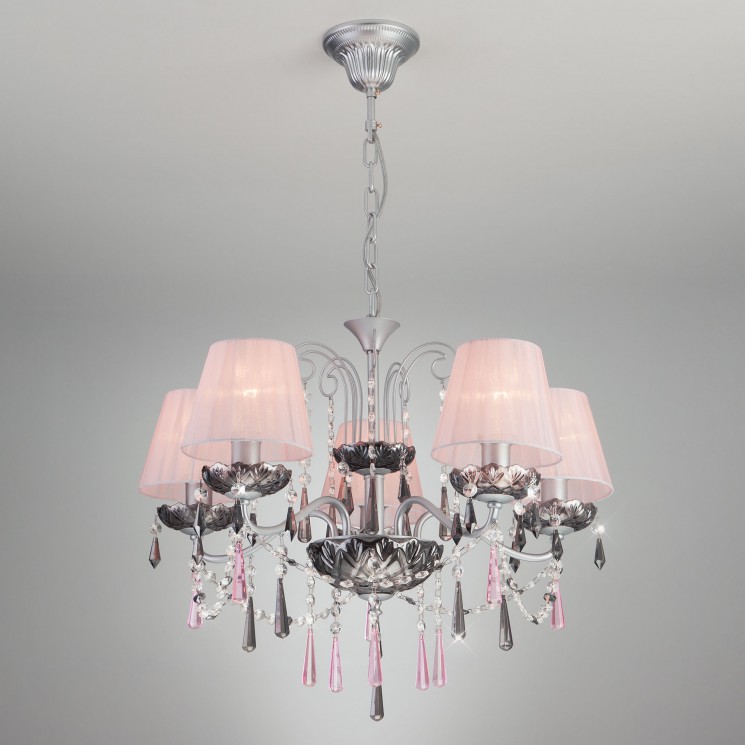 Подвесной светильник Eurosvet 10086/5 серебро/дымчатый хрусталь Strotskis Rosetta