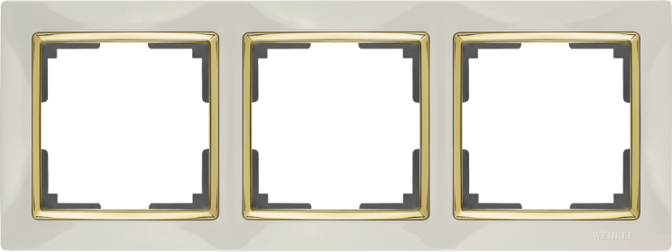 Рамка на 3 поста слоновая кость/золото Werkel W0031932 (WL03-Frame-03-ivory-GD Snabb)