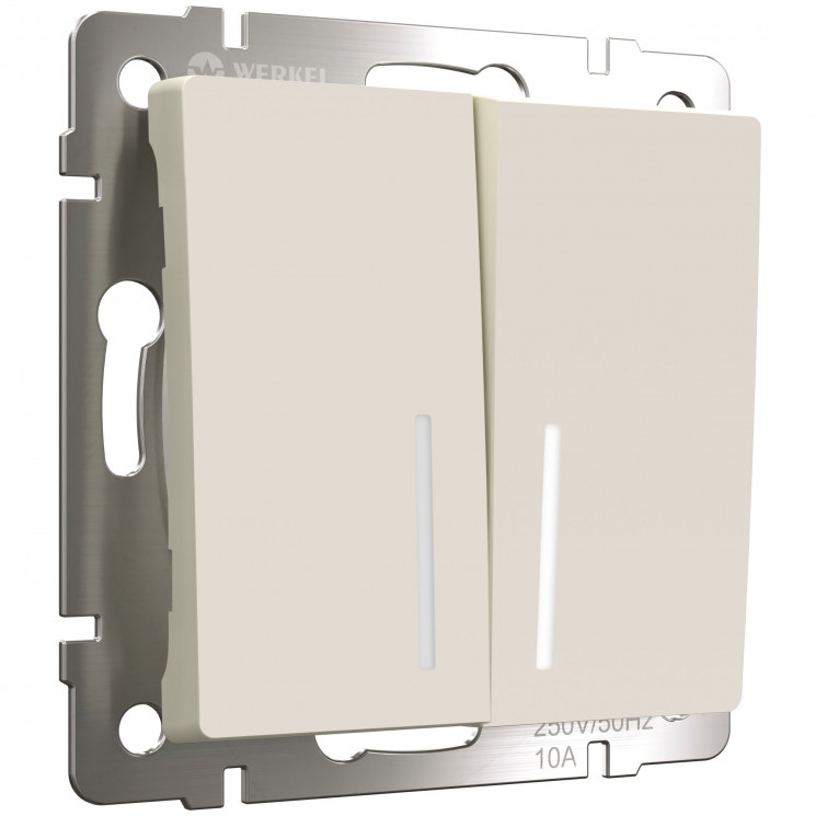 Выключатель двухклавишный с подсветкой (айвори матовый) W1120162 Werkel