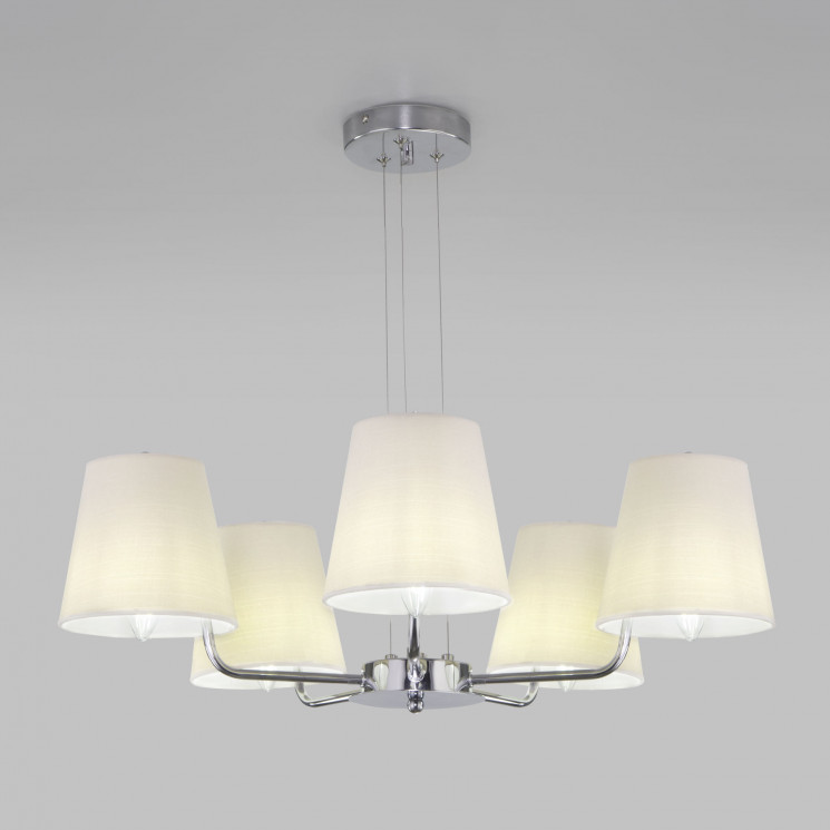 Подвесная люстра с тканевыми абажурами Eurosvet 60155/5 хром Amaretto