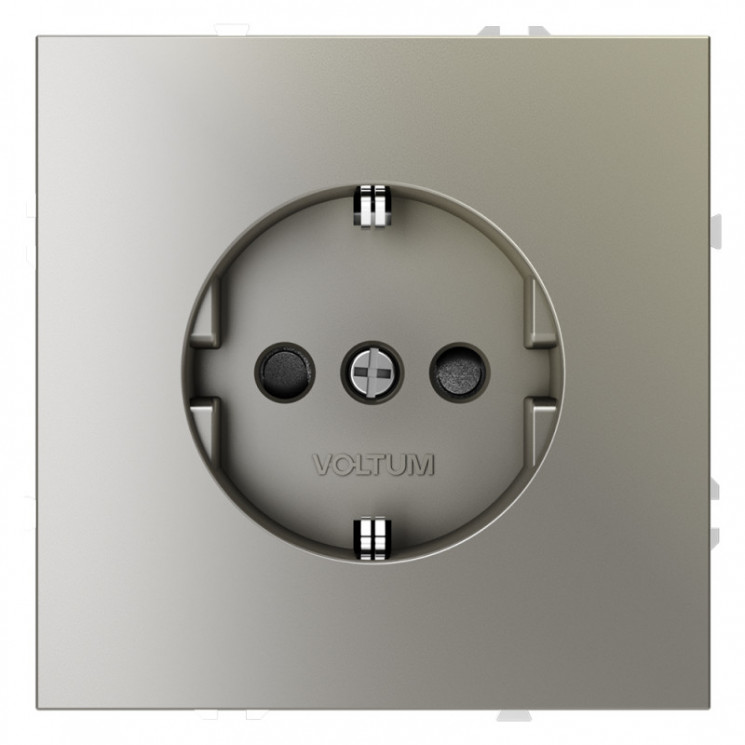 Розетка встраиваемая S70 с заземлением и защитными шторками, 16А VOLTUM VLS040204 шелк