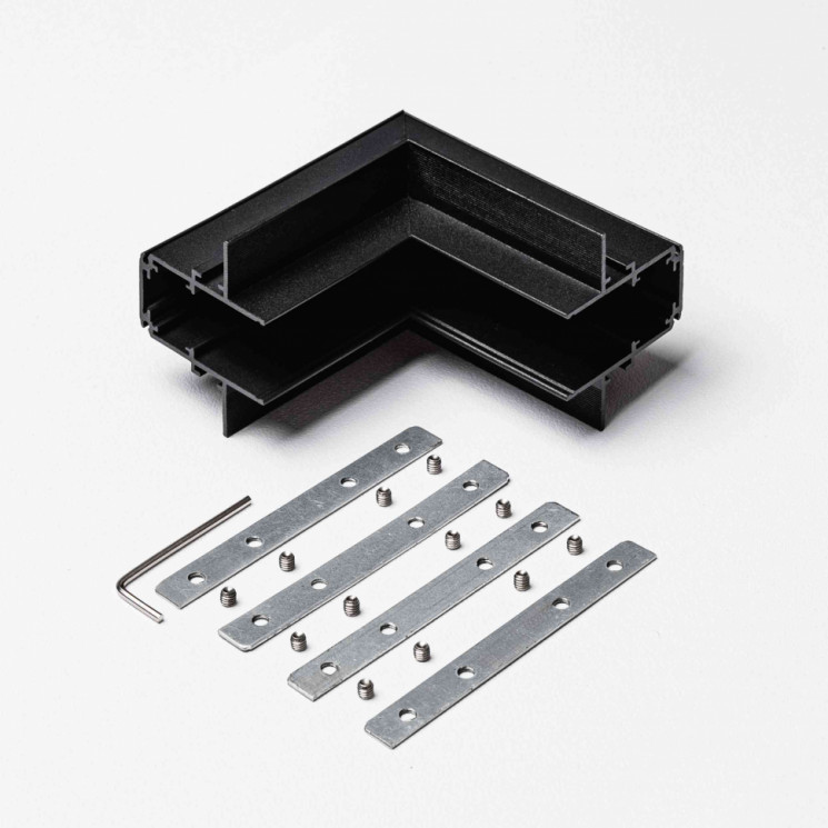 Угловой коннектор внутренний для встраиваемого магнитного трекового шинопровода под ГКЛ 12,5мм MKA-3R-IC-B, Черный Mikami