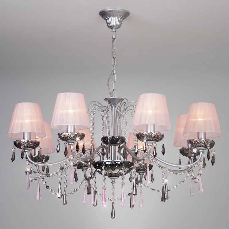 Подвесной светильник Eurosvet 10086/8 серебро/дымчатый хрусталь Strotskis Rosetta