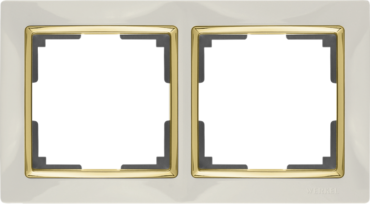 Рамка на 2 поста слоновая кость/золото Werkel W0021932 (WL03-Frame-02-ivory-GD Snabb)