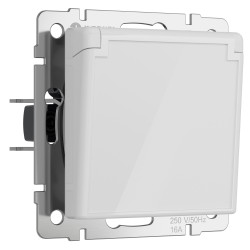 Розетка влагозащ. с зазем. с защит. крышкой и шторками (белый акрил) Werkel W1171241