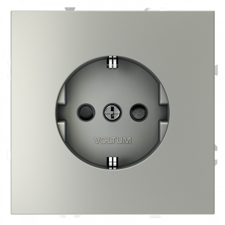 Розетка встраиваемая S70 с заземлением и защитными шторками, 16А VOLTUM VLS040205 сталь