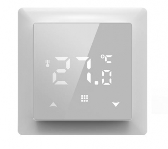 Термостат с датчиком пола, программируемый Donel DTEF16W 16 A, 55*55 мм., белое стекло
