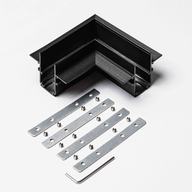 Угловой коннектор для встраиваемого магнитного трекового шинопровода под ГКЛ 12,5мм MKA-3R-CC-B, Черный Mikami