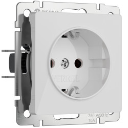 Розетка с заземлением и шторками (белый акрил) Werkel W1171141