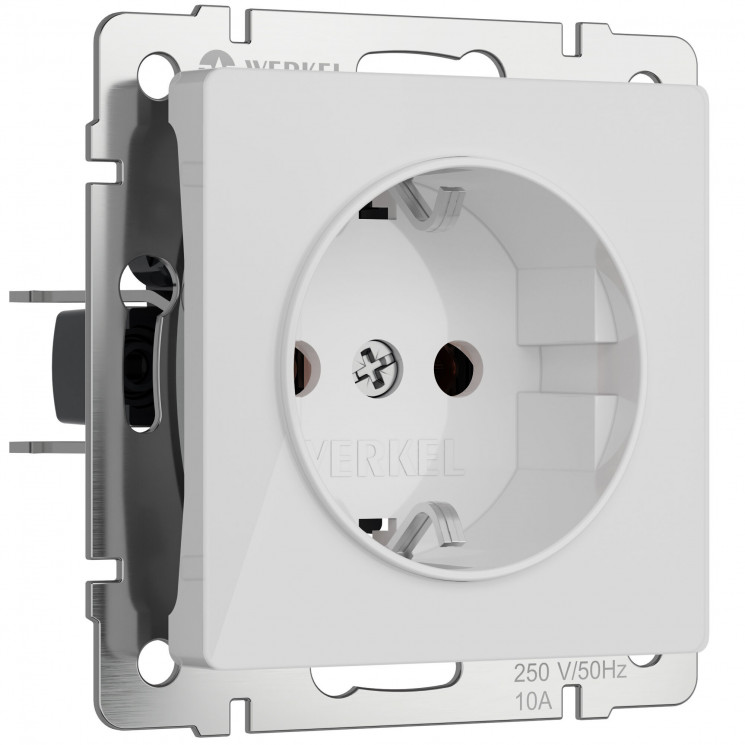 Розетка с заземлением и шторками (белый акрил) Werkel W1171141