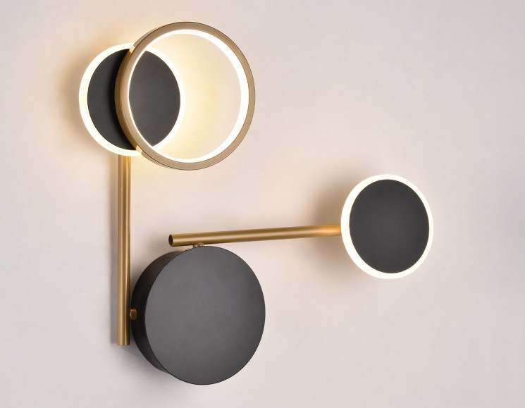 Светильник настенный Ambrella Light FL5198 SBK/GD черный песок/золото LED 3000K 13W 445*400*60