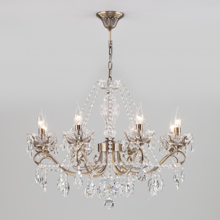 Подвесной светильник  Eurosvet Teodore 10103/8 античная бронза/прозрачный хрусталь Strotskis