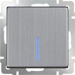 Выключатель одноклавишный проходной с подсветкой глянцевый никель Werkel W1112102 (WL02-SW-1G-2W-LED)