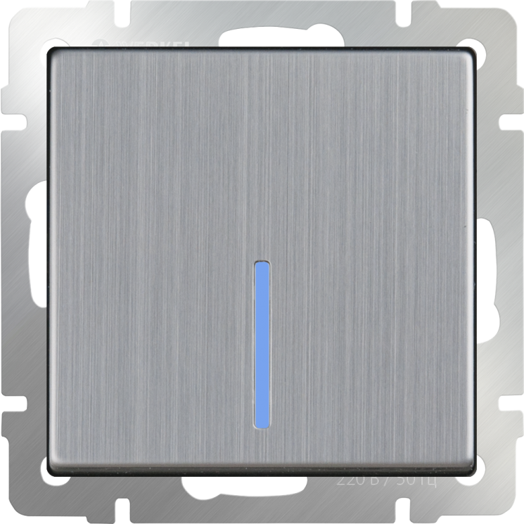 Выключатель одноклавишный проходной с подсветкой глянцевый никель Werkel W1112102 (WL02-SW-1G-2W-LED)