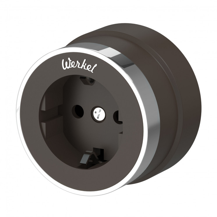 Розетка с заземлением (мокко матовый/хром) W5871052 Werkel