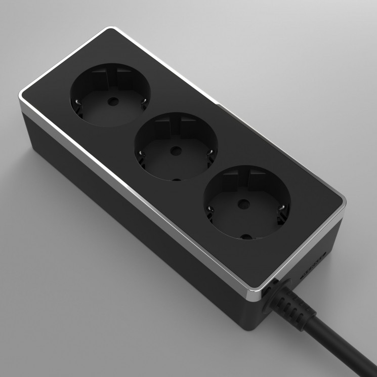 Удлинитель Gallant 3-х местный 3 м черный/хром W6523635 Werkel