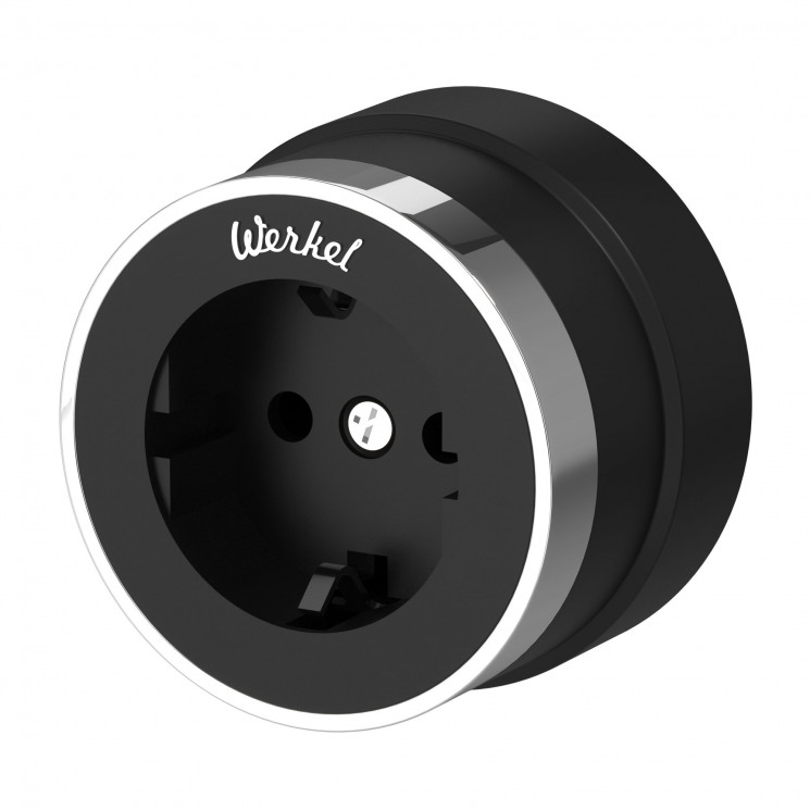 Розетка с заземлением (черный матовый/хром) W5871051 Werkel
