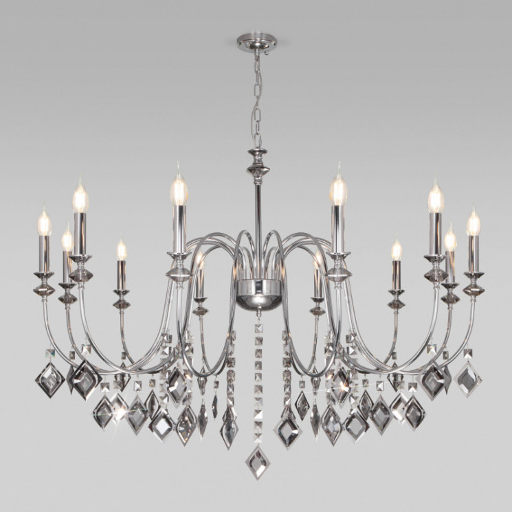 Подвесная люстра Eurosvet 10120/12 хром/дымчатый хрусталь Strotskis Smart (10110/12) Telao