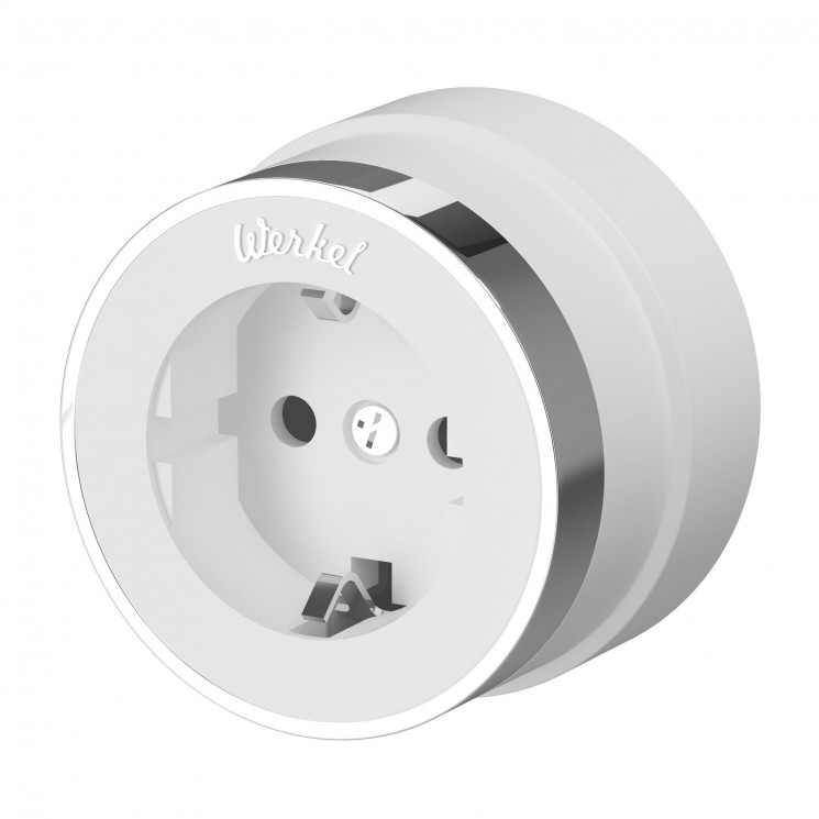 Розетка с заземлением (белый матовый/хром) W5871050 Werkel