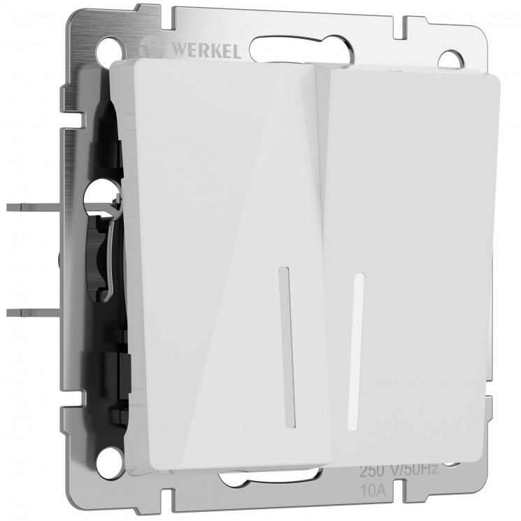 Выключатель двухклавишный с подсветкой (белый акрил) Werkel W1120141