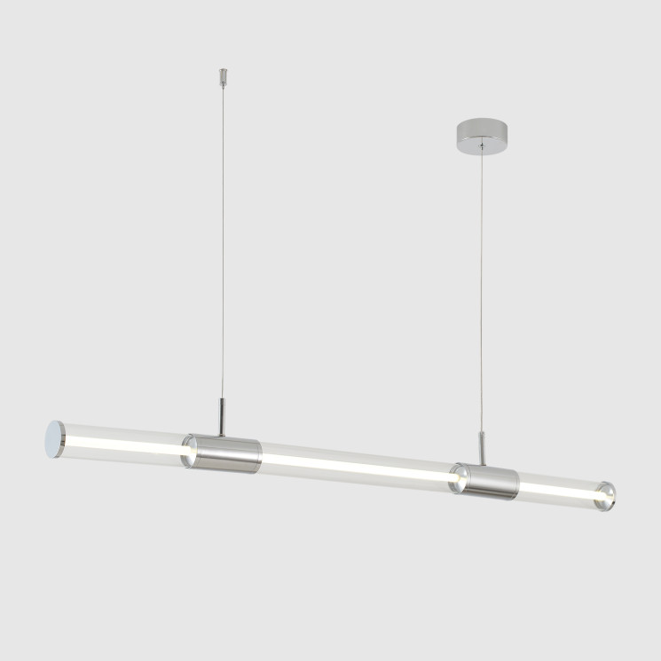 Светильник подвесной Crystal Lux LINEUP SP24W LED CHROME D 6см L 120 см 24Вт 4000К хром/стекло прозрачный/акрил матовый