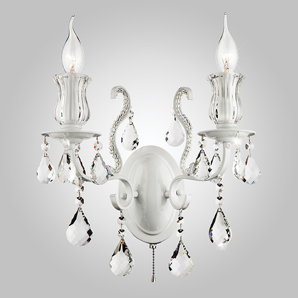 Светильник настенный Eurosvet Blossom 10077/2 глянцевый белый/прозрачный хрусталь Strotskis