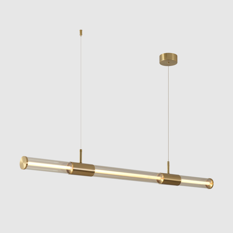 Светильник подвесной Crystal Lux LINEUP SP24W LED BRASS D 6см L 120 см 24Вт 4000К латунь/стекло янтарный/акрил матовый 1