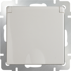 Розетка с з/к с крышкой и шторками слоновая кость Werkel W1171203 (WL03-SKGSC-01-IP44 слоновая кость)