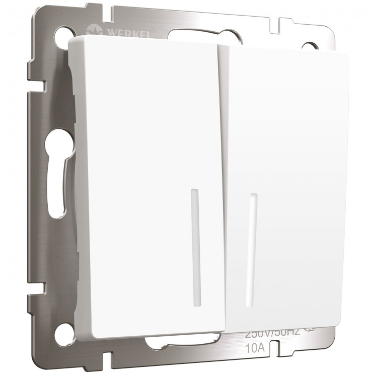 Выключатель двухклавишный с подсветкой (белый матовый) W1120161 Werkel