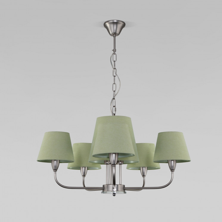 Подвесная люстра с тканевыми абажурами Eurosvet 60153/8 никель Milos