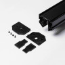Магнитный трековый шинопровод 48V для натяжных потолков Terra MKT-3R2-300-B 3м, с внутренней боковой заглушкой + комплект внешних и внутренних торцевых заглушек, Черный Mikami