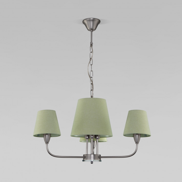 Подвесная люстра с тканевыми абажурами Eurosvet 60153/6 никель Milos