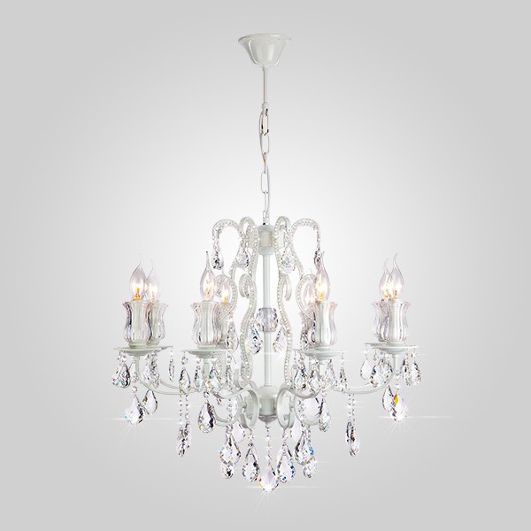Подвесной светильник  Eurosvet Blossom 10077/8 глянцевый белый/прозрачный хрусталь Strotskis
