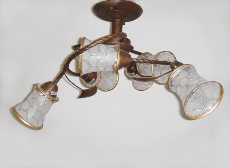 Люстра Sneha 82781/6 55х38х35 6хЕ14 коричневый/стекло с узором(Ск)