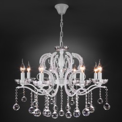 Подвесная люстра с хрусталем Eurosvet Brezza 10107/8 глянцевый белый/прозрачный хрусталь Strotskis